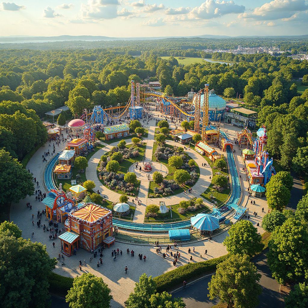 JoyRide park overzicht met attracties
