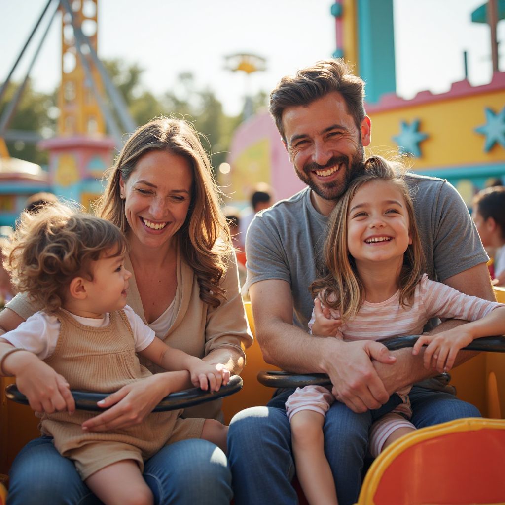Families genieten van attracties