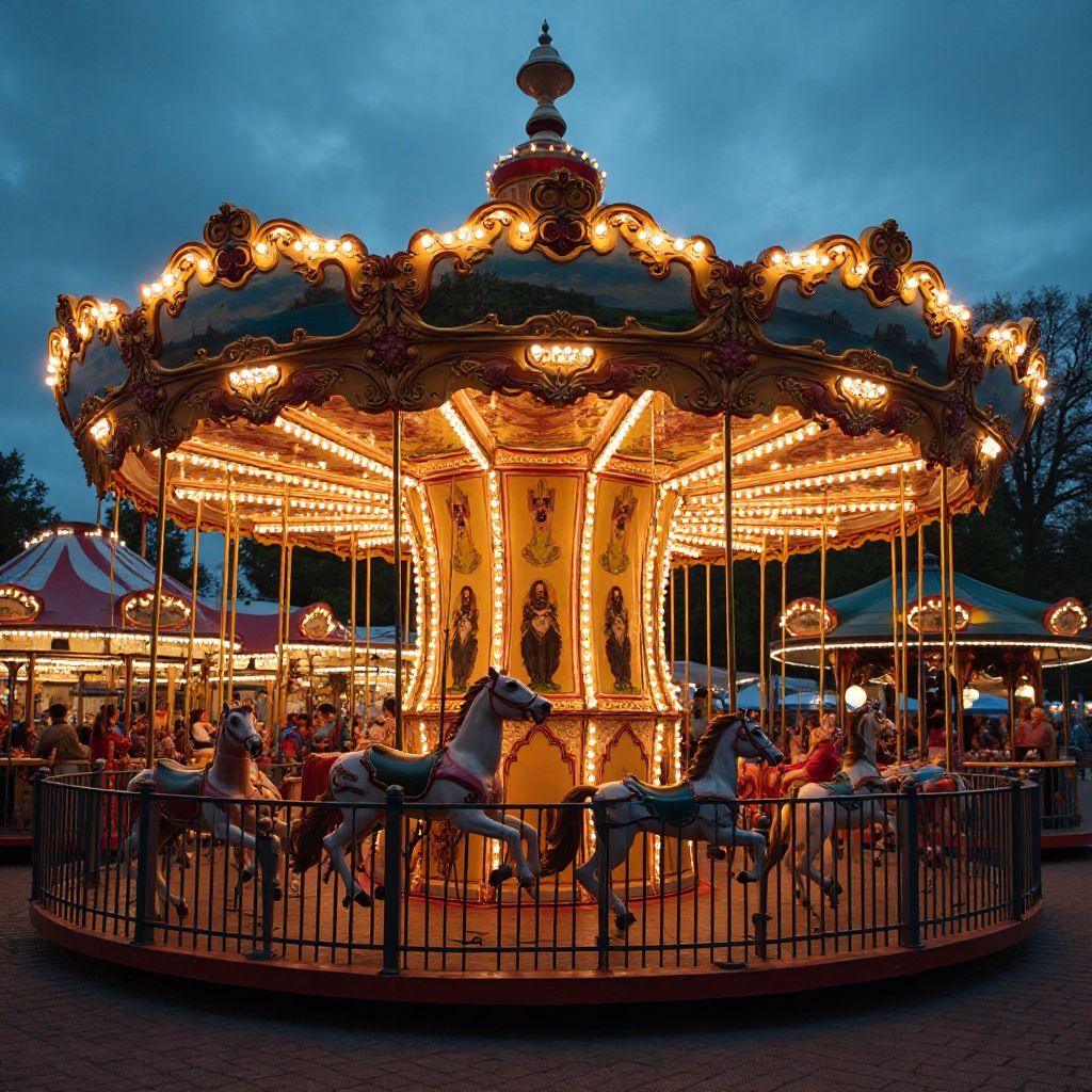 Verlichte carrousel voor families